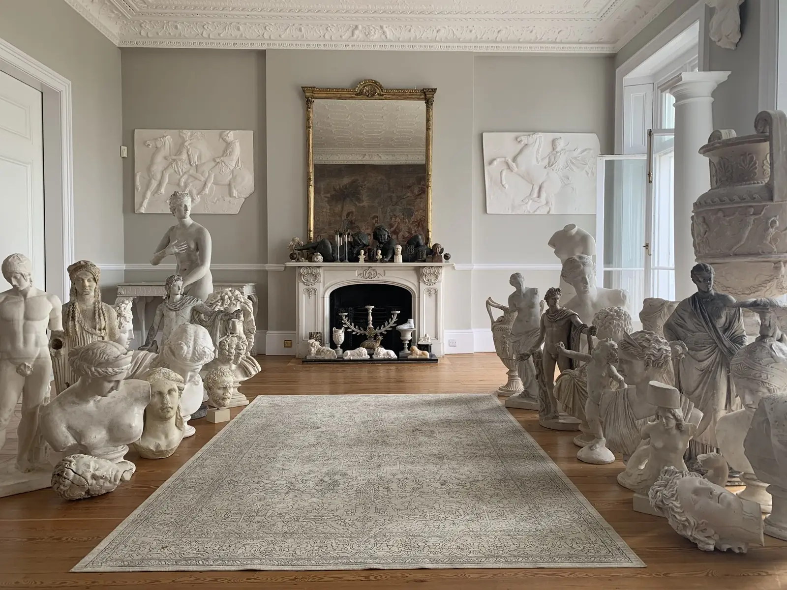 Antique relief sculptures prepared for careful transport