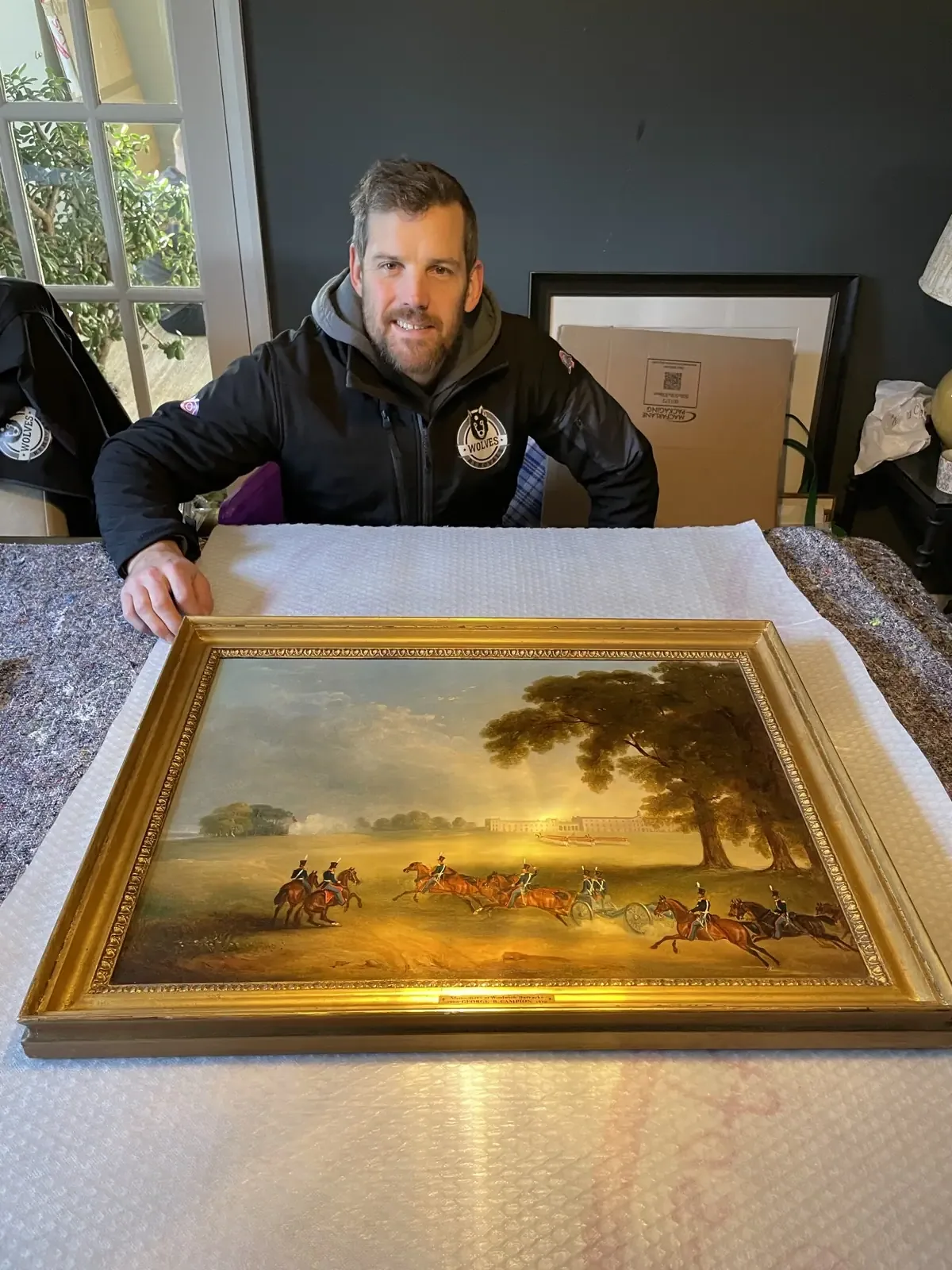Carrying gilt framed antique painting