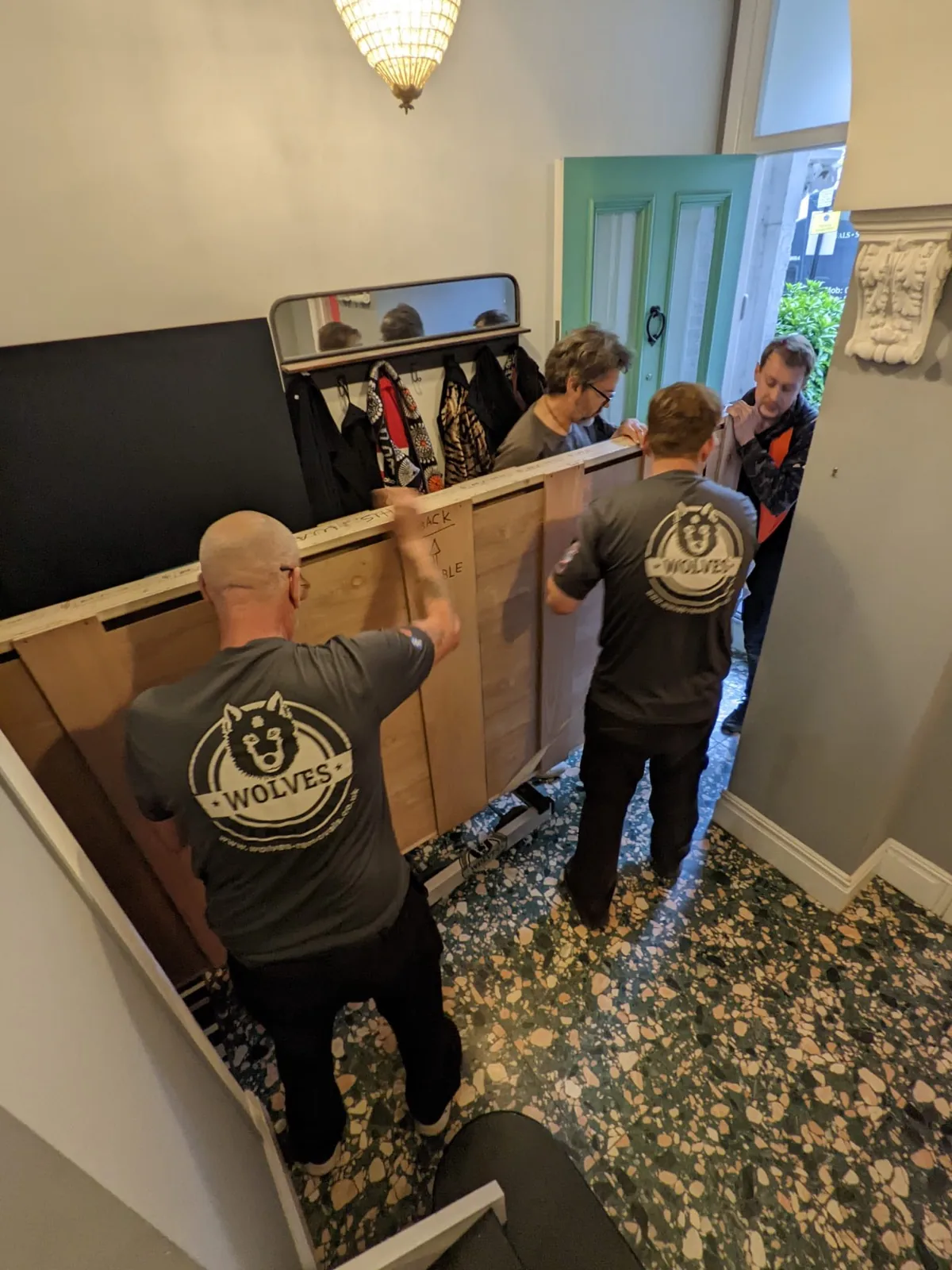 Carrying wrapped items into house