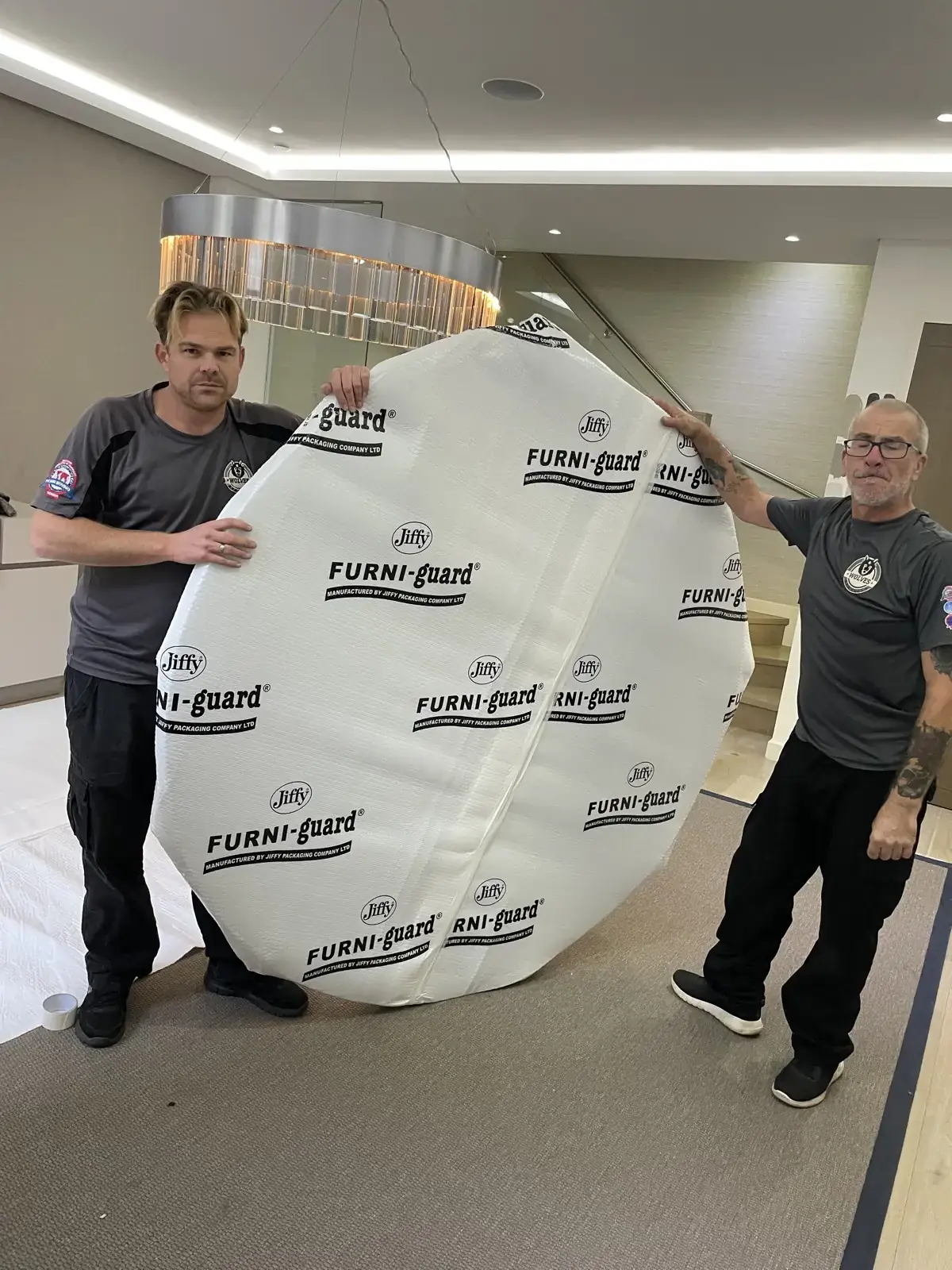 Carrying wrapped round antique table