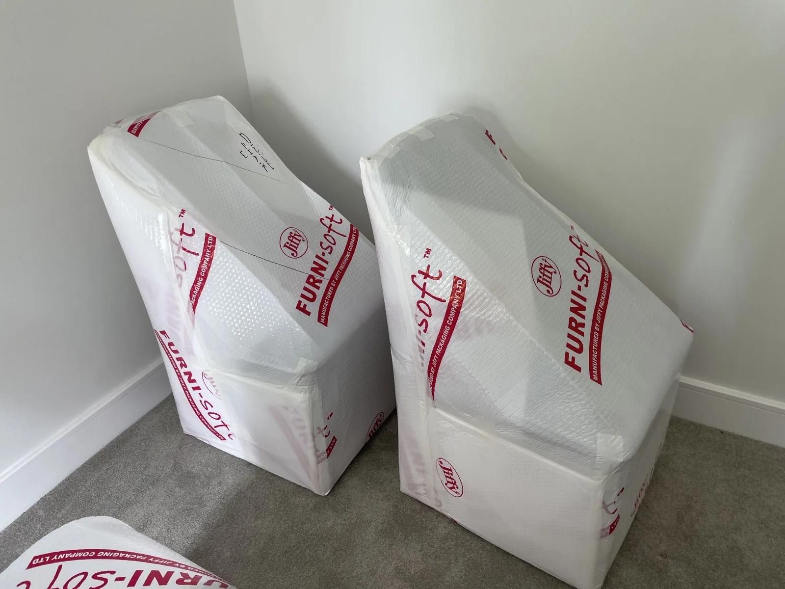 Packed wrapped furniture ready removal