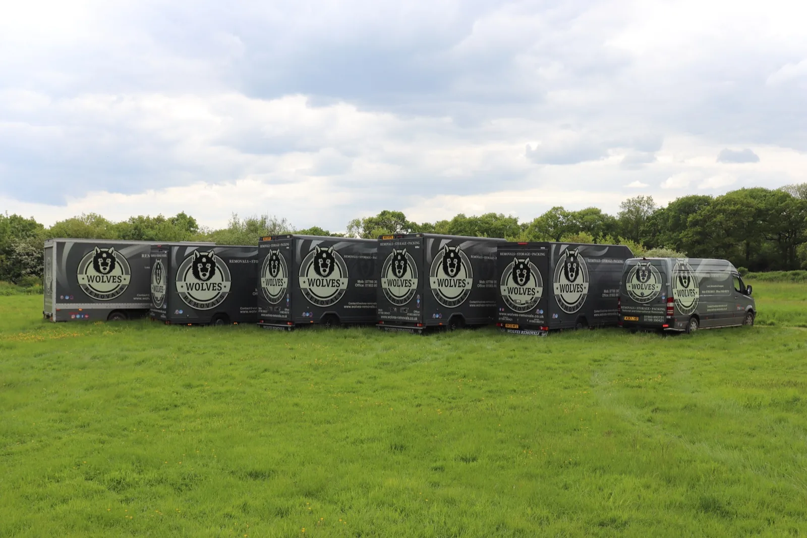 The lorry fleet in the countryside on a house move in Horley