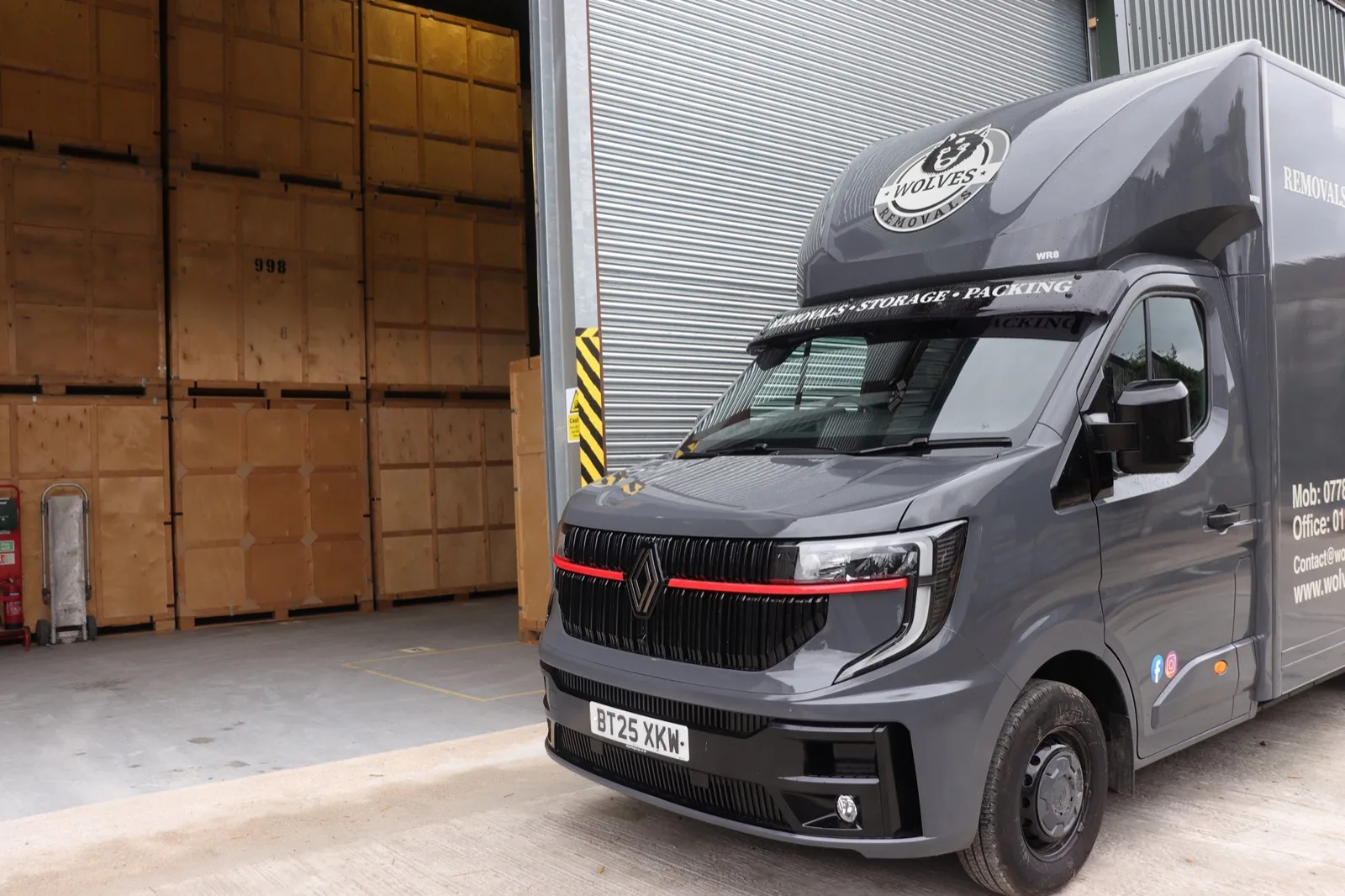 Removal van outside storage warehouse