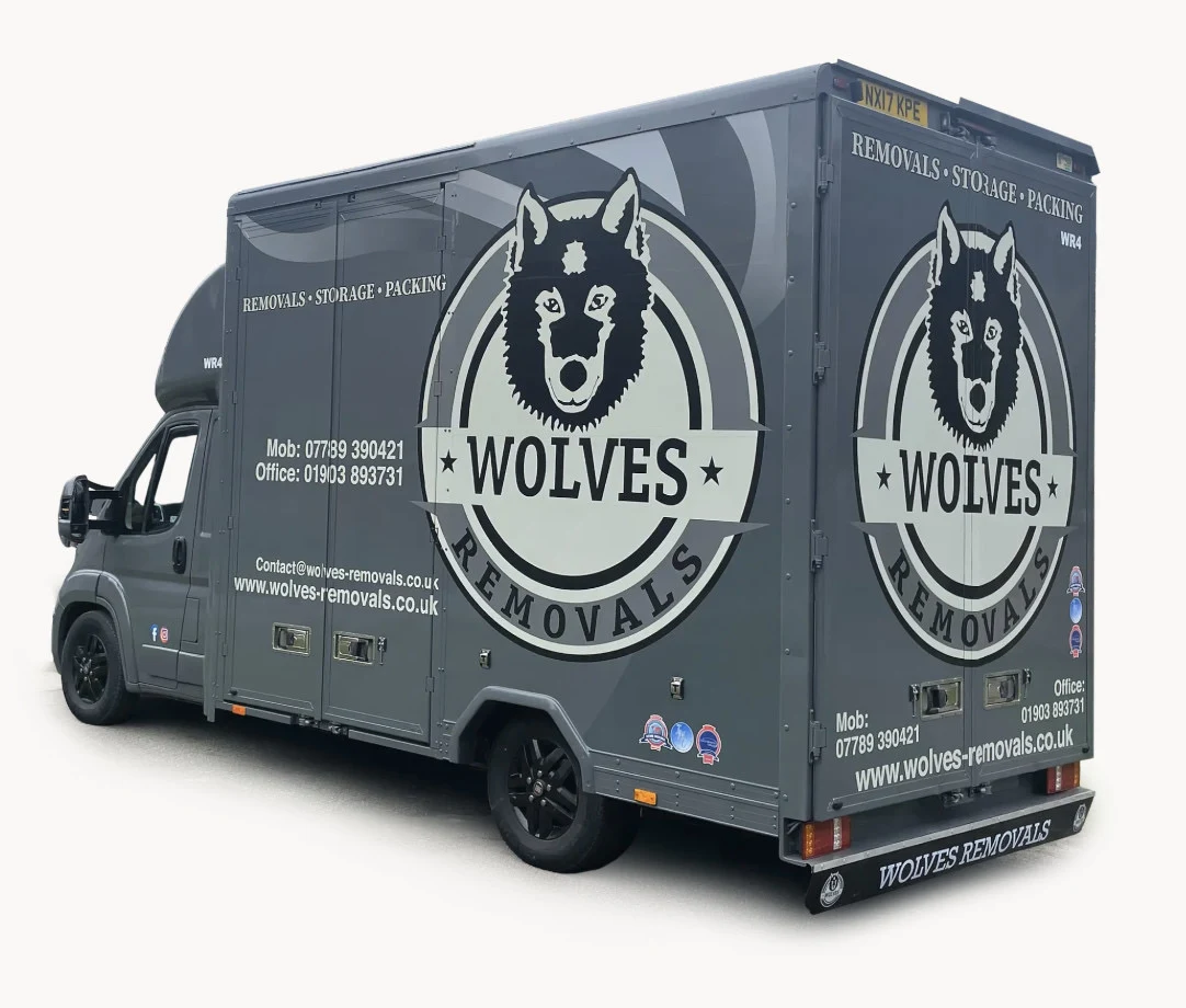 A branded Wolves Removals Luton van for removals, storage and packing