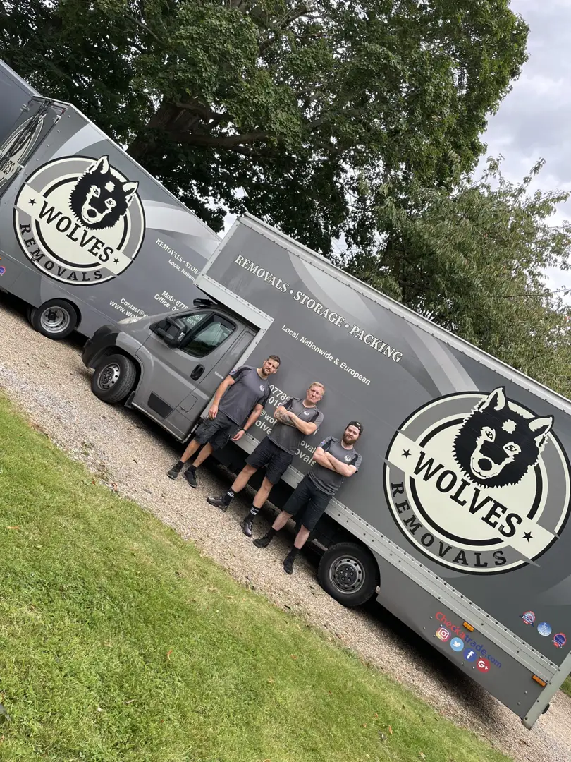 Wolves Removals lorry, side view, Horsham