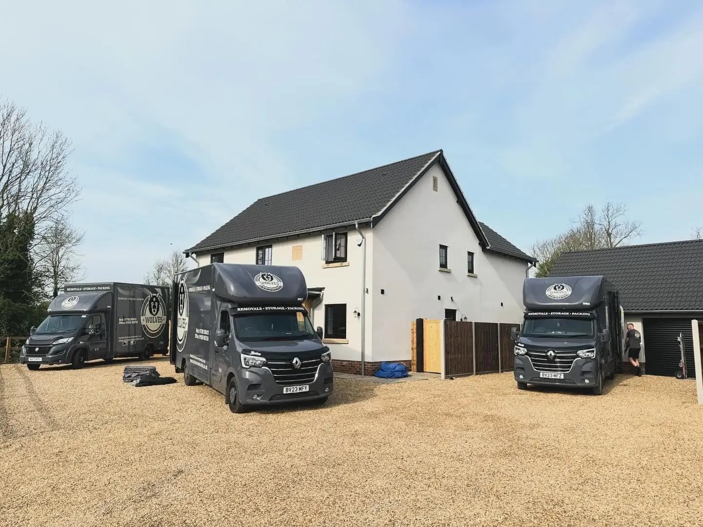 Wolves Removals vans at a large Sussex house