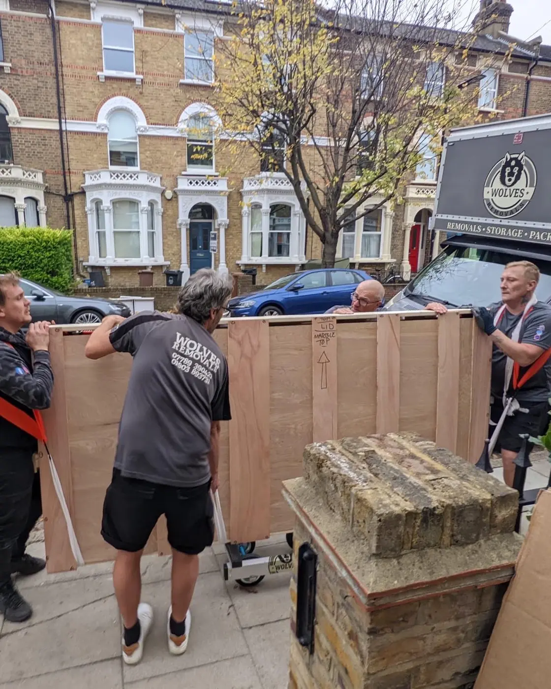 Wolves team loading the van at a townhouse for a Horsham removal